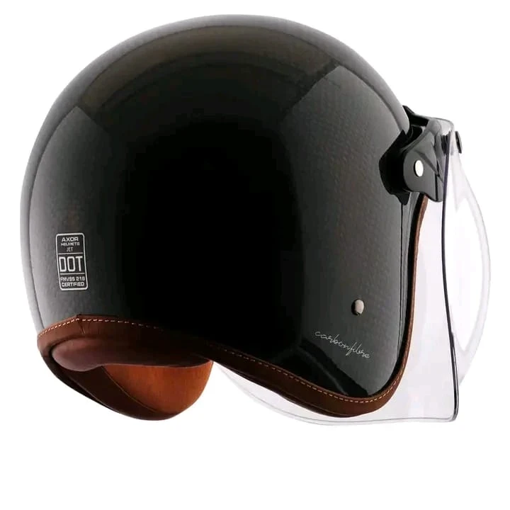 Axzor Retro Glossy Black Half Face Bike Helmet