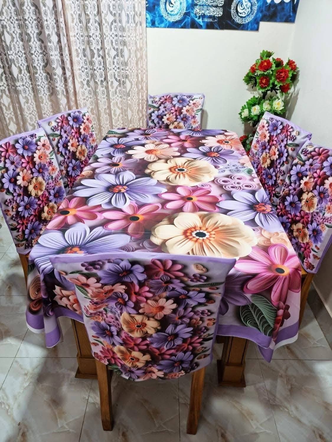 Premium 3d Print Dining Table cover Set