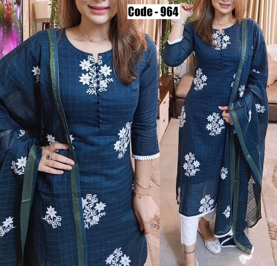 Cotton Screen Print Three Piece
