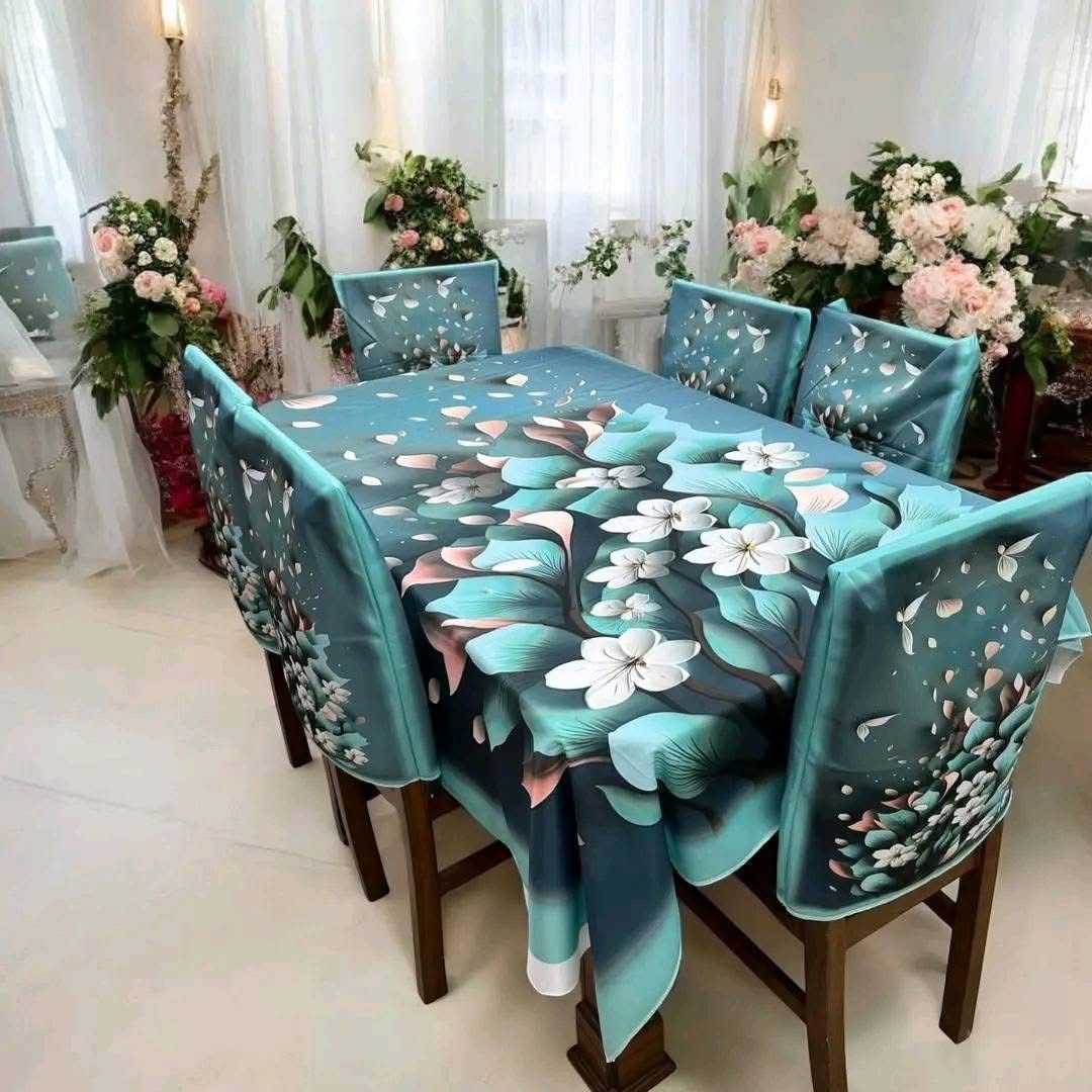 High Quality  Digital 3D Print Dining Table Cover 7p Set