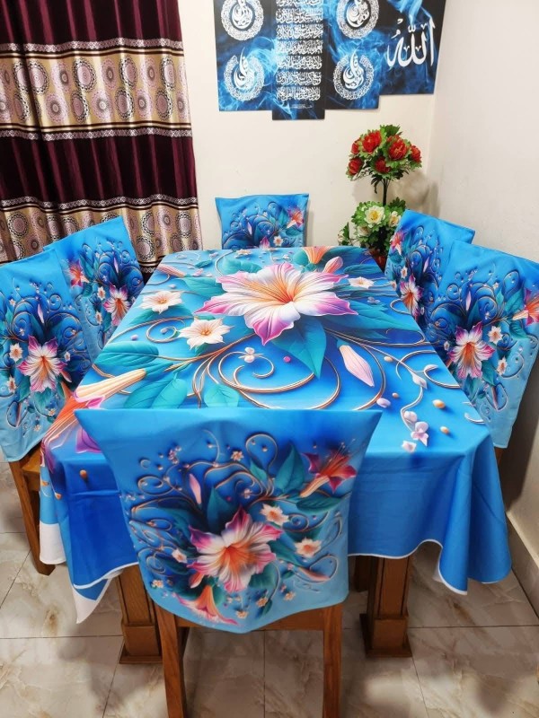 High Quality  Digital 3D Print Dining Table Cover 7p Set