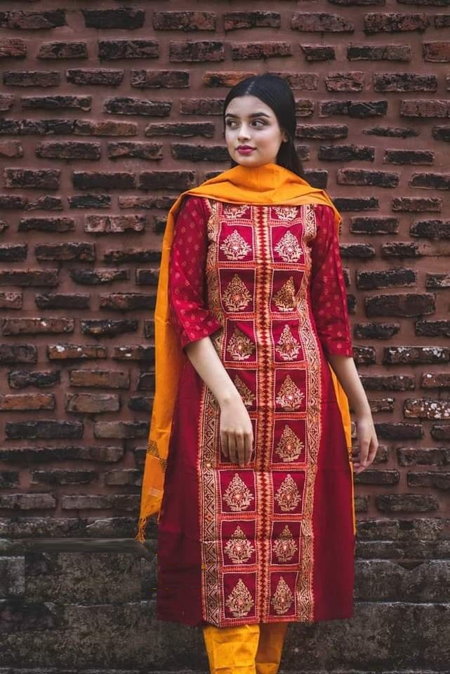 Unstitched  Cotton Screen Print Three Piece