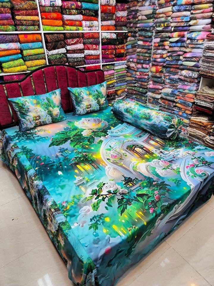 King size 3d Waterproof bedsheets Set