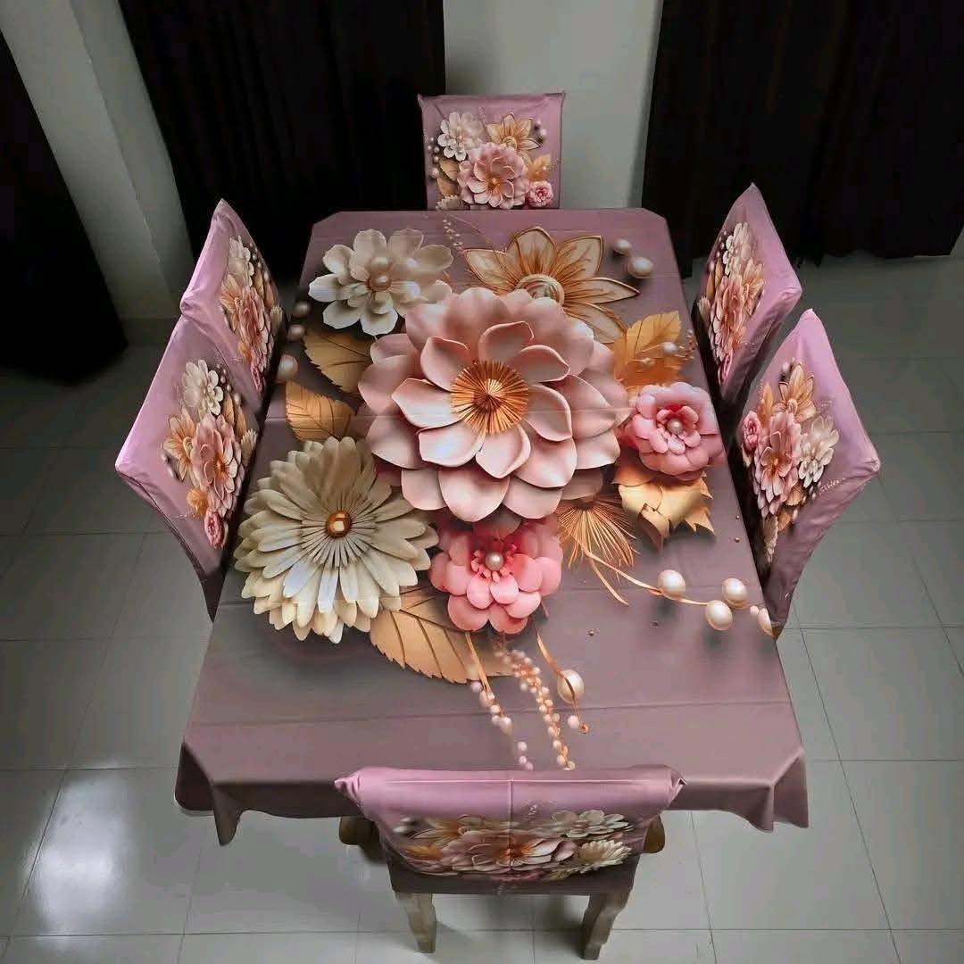 Premium 3d Print Dining Table cover Set