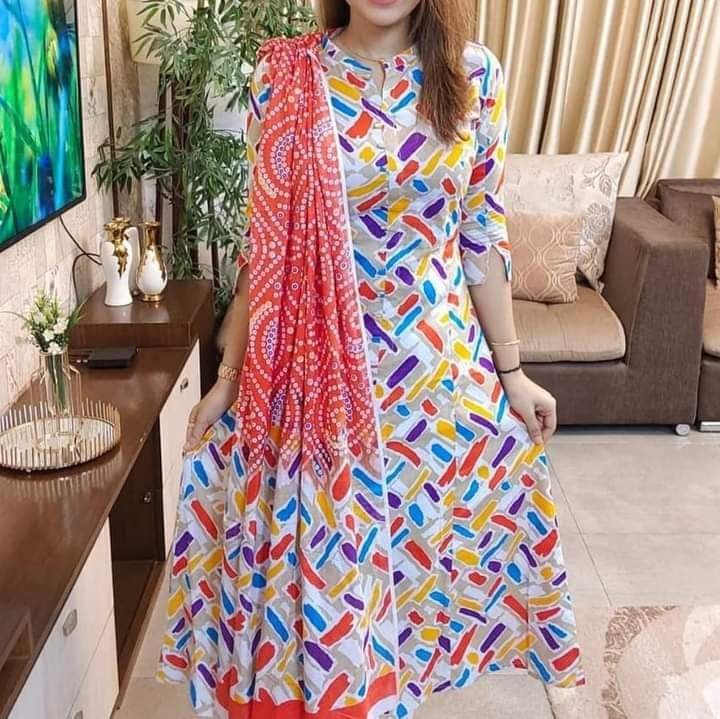 Unstitched  Cotton Screen Print Three Piece