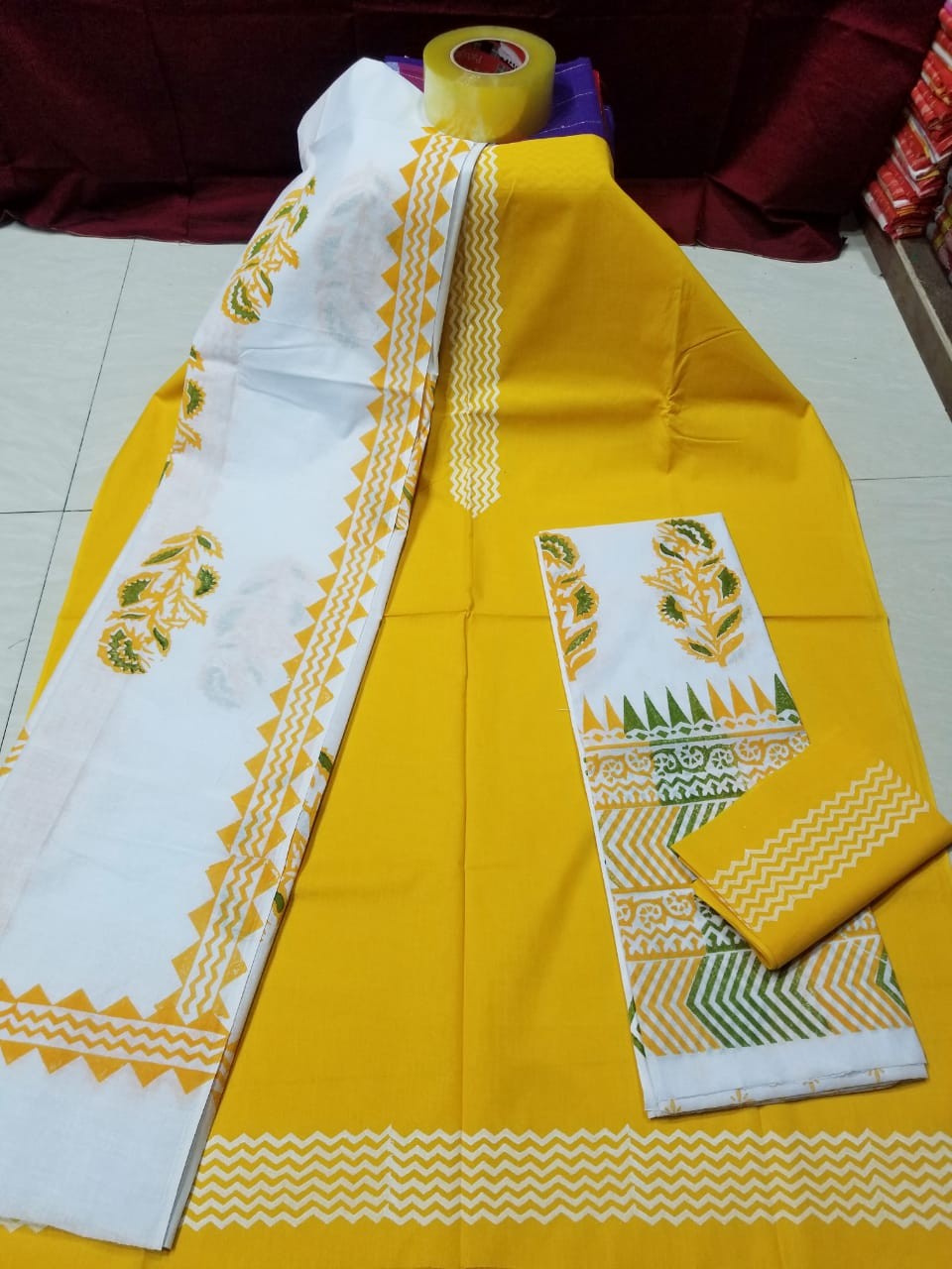 Cotton Screen Print Three Piece